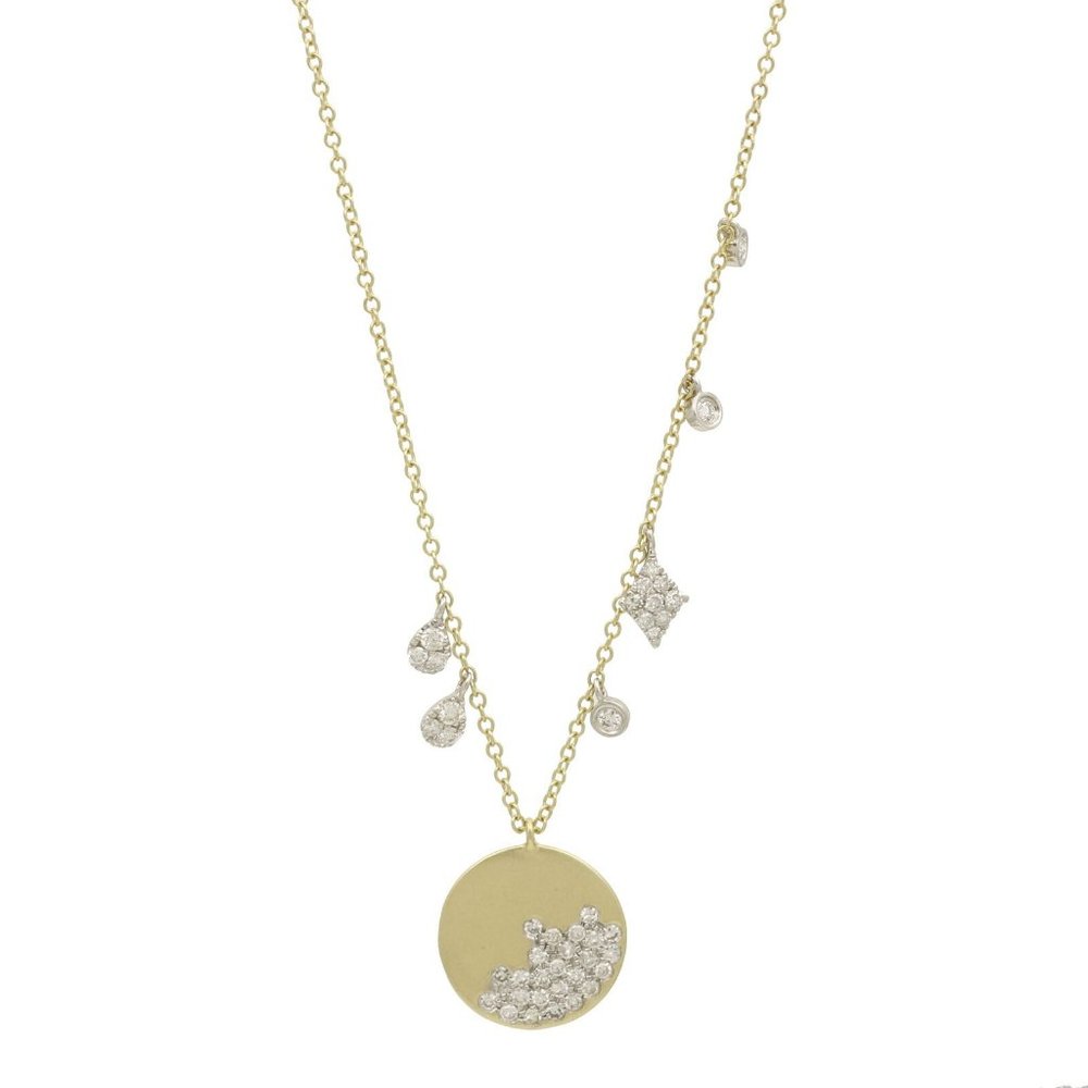 Meira T Gold Disc Necklace with Diamond Accents